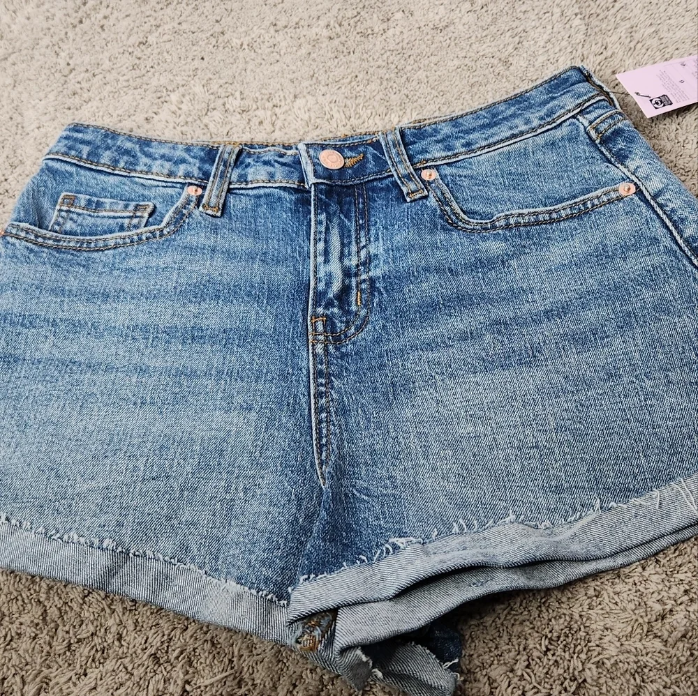 Women's High-Rise Rolled Cuff Jean Shorts - Wild Fable Blue 6 - Picture 2 of 11